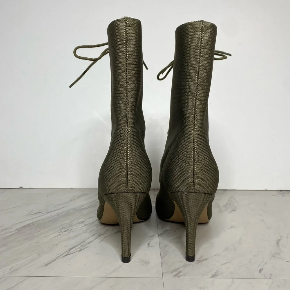 Charles David Piranha Green Lace Up Pointed Toe Boot 7M